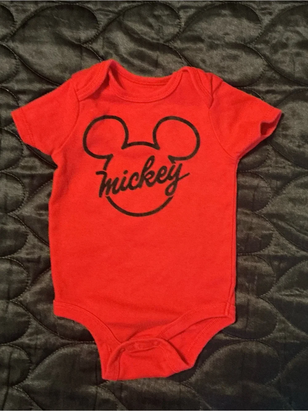 Disney Toddler Short Sleeve Mickey Bodysuit Set - Gray & Red Size:6-9 months